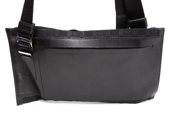 ヴェルサーチVERSACE メデューサプリントレザーコンビショルダーバッグ 黒 K-153135_006