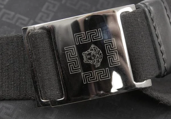 ヴェルサーチVERSACE メデューサプリントレザーコンビショルダーバッグ 黒 K-153135_014