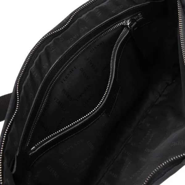 ヴェルサーチVERSACE メデューサプリントレザーコンビショルダーバッグ 黒 K-153135_017