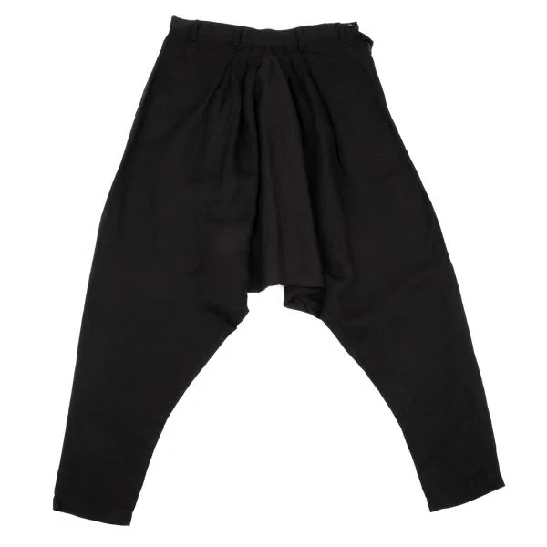 Y's Tencel Linen Tuck Dropped Crotch Pants Black 2 K-153153_001