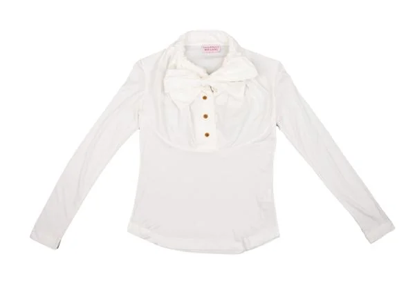 ヴィヴィアンウエストウッド レッドレーベルVivienne Westwood Red Label オーブ刺繍リボンギャザーカットソー 白1 K-153157_002
