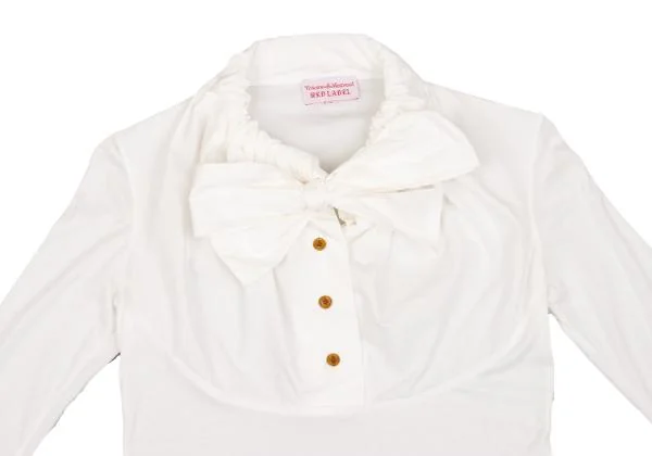 ヴィヴィアンウエストウッド レッドレーベルVivienne Westwood Red Label オーブ刺繍リボンギャザーカットソー 白1 K-153157_003