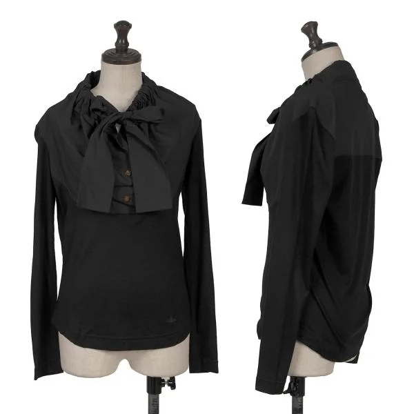 ヴィヴィアンウエストウッド レッドレーベルVivienne Westwood Red Label オーブ刺繍リボンギャザーカットソー 黒2 K-153158_001