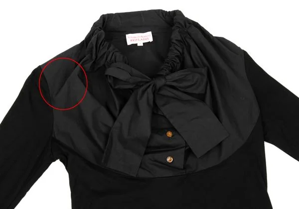 ヴィヴィアンウエストウッド レッドレーベルVivienne Westwood Red Label オーブ刺繍リボンギャザーカットソー 黒2 K-153158_003