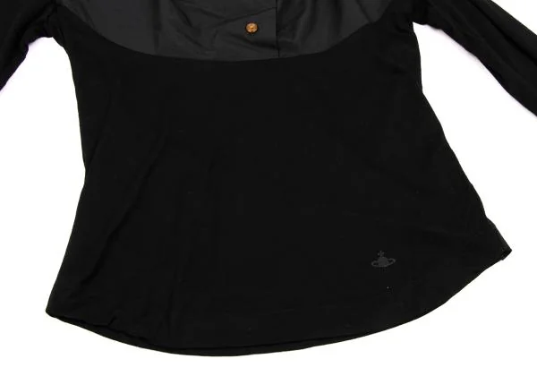 ヴィヴィアンウエストウッド レッドレーベルVivienne Westwood Red Label オーブ刺繍リボンギャザーカットソー 黒2 K-153158_011