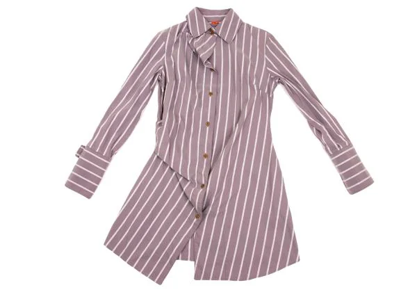 ヴィヴィアンウエストウッド レッドレーベルVivienne Westwood Red Label 変形ストライプロングシャツ 紫40 K-153159_002