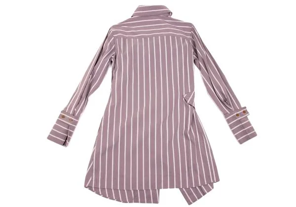 ヴィヴィアンウエストウッド レッドレーベルVivienne Westwood Red Label 変形ストライプロングシャツ 紫40 K-153159_013