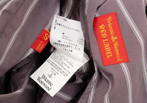 ヴィヴィアンウエストウッド レッドレーベルVivienne Westwood Red Label 変形ストライプロングシャツ 紫40 K-153159_016