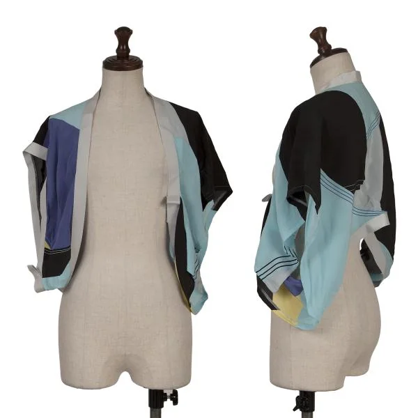 Yohji Yamamoto FEMME Silk Printed Tape Design Bolero Multi-Color ２ K-153196_001