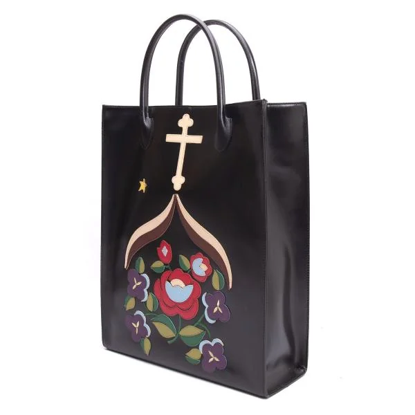 KEITA MARUYAMA Floral patched Leather Tote Bag Black  K-153205_001