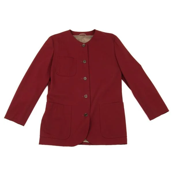 ポールスミスPaul Smith ウールギャバパッチポケットノーカラージャケット  赤40 K-153280_002