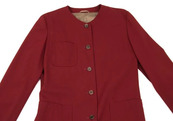 ポールスミスPaul Smith ウールギャバパッチポケットノーカラージャケット  赤40 K-153280_003