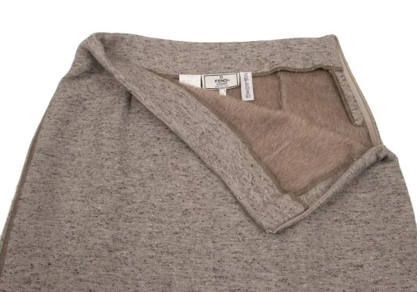 フェンディFENDI ダブルフェイスツィードスカート ベージュ44 K-153367_004