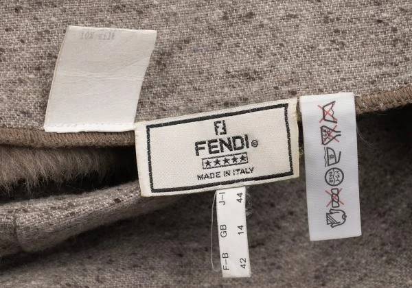 フェンディFENDI ダブルフェイスツィードスカート ベージュ44 K-153367_013