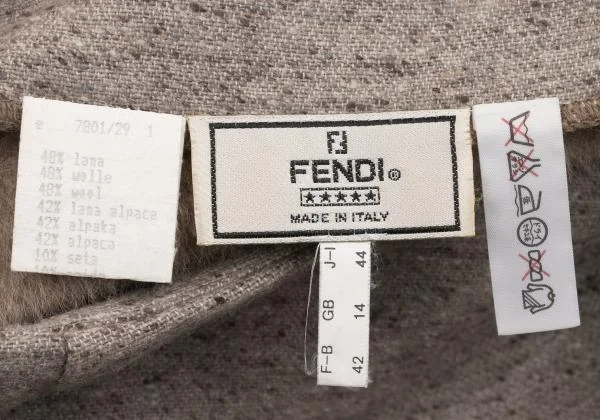 フェンディFENDI ダブルフェイスツィードスカート ベージュ44 K-153367_014