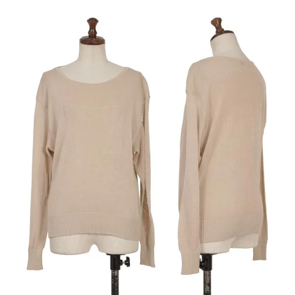 フェンディFENDI365 ロゴ織りローゲージニットセーター ベージュL位 K-153374_001