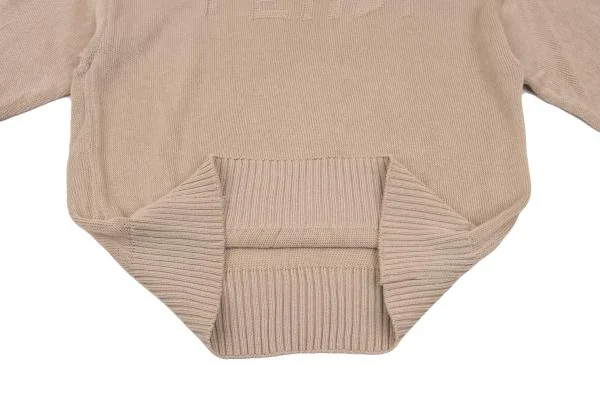 フェンディFENDI365 ロゴ織りローゲージニットセーター ベージュL位 K-153374_011