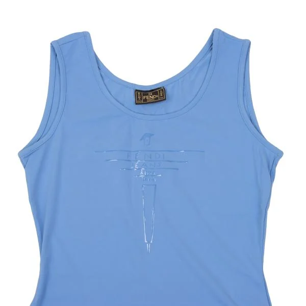 フェンディFENDI jeans ロゴラバープリントストレッチタンクトップ 水色42 K-153376_003