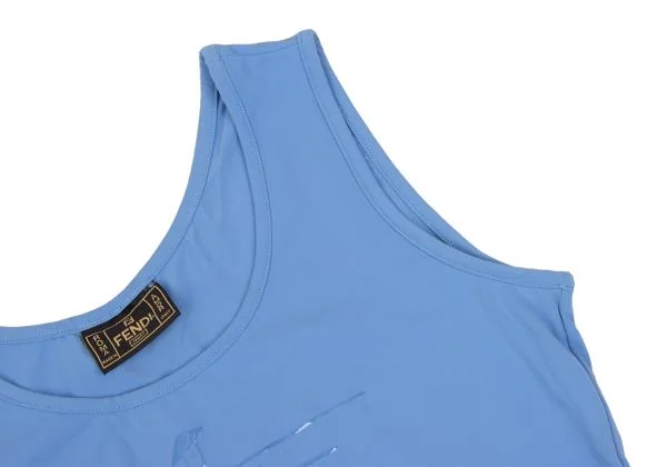 フェンディFENDI jeans ロゴラバープリントストレッチタンクトップ 水色42 K-153376_006