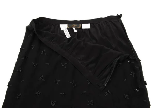 フェンディFENDI フラワー装飾デザインスカート 黒44 K-153378_006