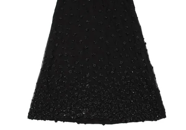 フェンディFENDI フラワー装飾デザインスカート 黒44 K-153378_007