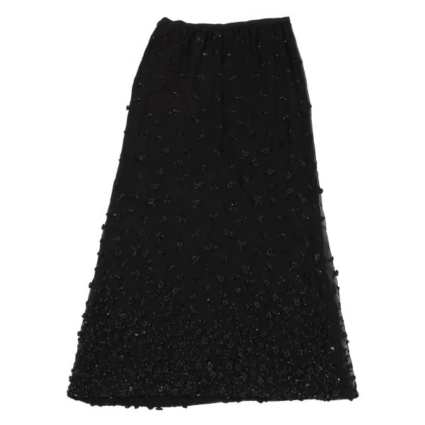 フェンディFENDI フラワー装飾デザインスカート 黒44 K-153378_012