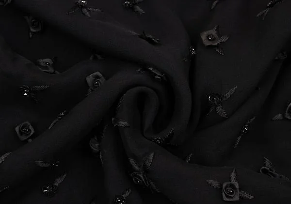 フェンディFENDI フラワー装飾デザインスカート 黒44 K-153378_015