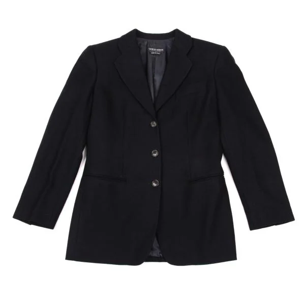 ジョルジオ アルマーニGIORGIO ARMANI カシミア3Bテーラードジャケット 紺42 K-153379_002
