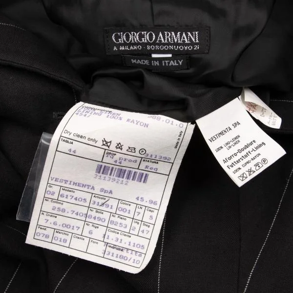 ジョルジオ アルマーニGIORGIO ARMANI リネンストライプノーカラージャケット チャコール44 K-153380_018