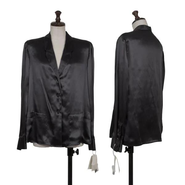 ジョルジオ アルマーニGIORGIO ARMANI シルクシャツジャケット 黒42 K-153382_001