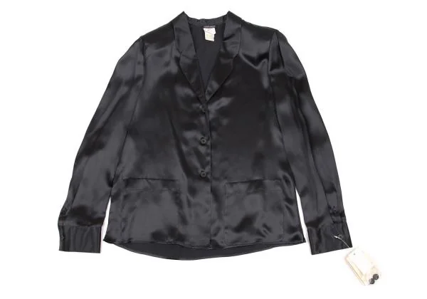 ジョルジオ アルマーニGIORGIO ARMANI シルクシャツジャケット 黒42 K-153382_002