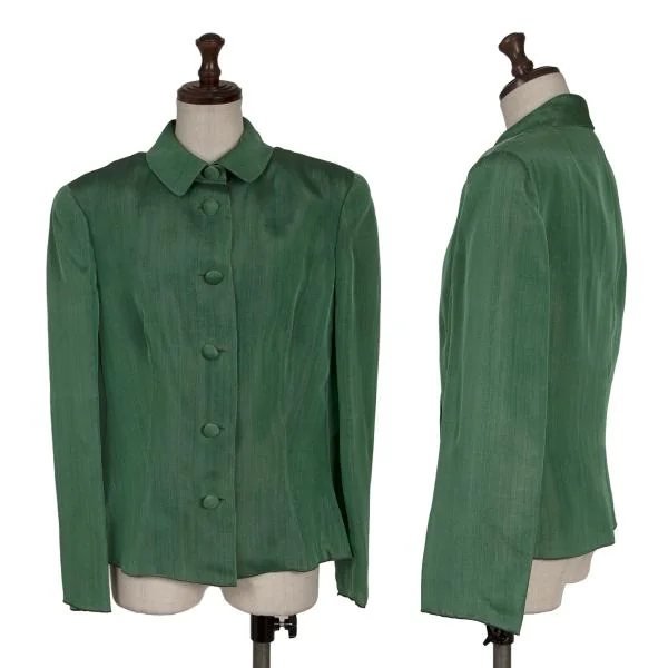 ジョルジオ アルマーニGIORGIO ARMANI シルクステンカラージャケット 緑44 K-153385_001
