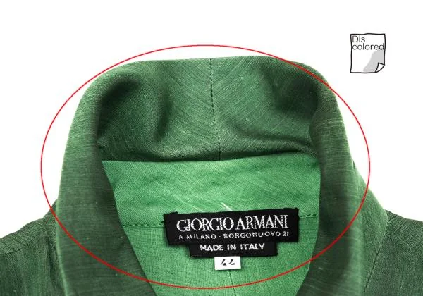 ジョルジオ アルマーニGIORGIO ARMANI シルクステンカラージャケット 緑44 K-153385_006