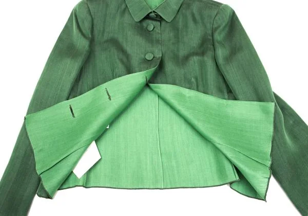 ジョルジオ アルマーニGIORGIO ARMANI シルクステンカラージャケット 緑44 K-153385_012