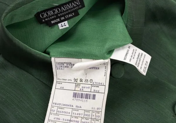 ジョルジオ アルマーニGIORGIO ARMANI シルクステンカラージャケット 緑44 K-153385_016
