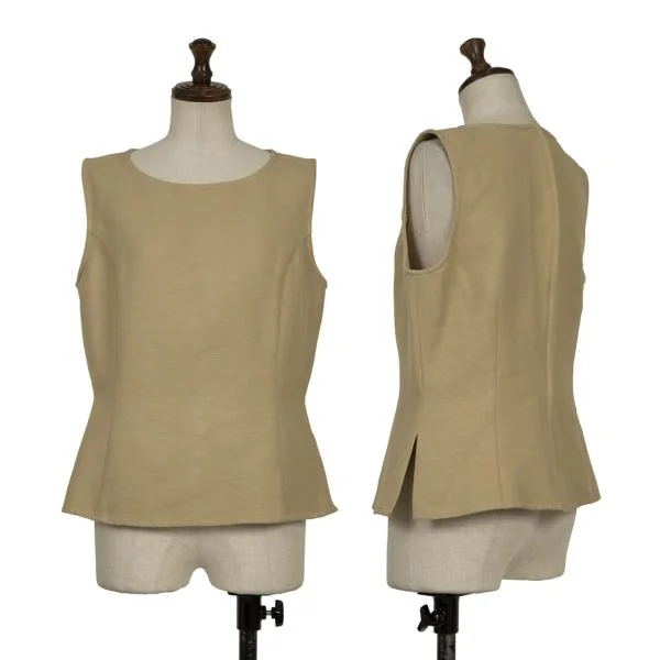 VALENTINO Cotton Canvas Sleeveless Blouse Beige 44 K-153395_001