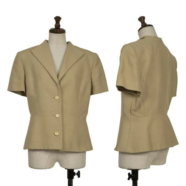 VALENTINO Cotton Canvas Metal Button Short Sleeve Jacket Beige 44 K-153396_001