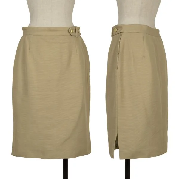 VALENTINO Cotton Canvas Metal Button Skirt Beige 44 K-153397_001