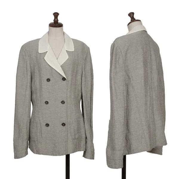 ジルサンダーJIL SANDER リネンダブルフェイスジャケット ライトグレー38 K-153401_001