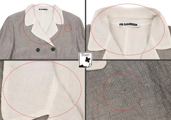ジルサンダーJIL SANDER リネンダブルフェイスジャケット ライトグレー38 K-153401_003