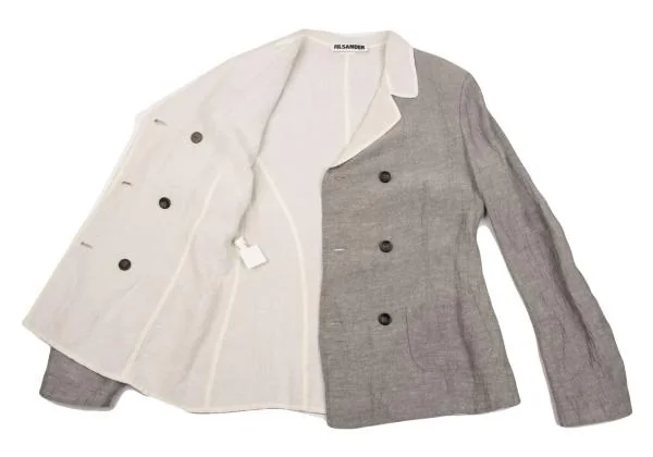 ジルサンダーJIL SANDER リネンダブルフェイスジャケット ライトグレー38 K-153401_010