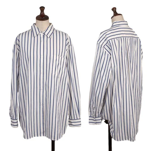 JIL SANDER Striped Over-sized Blouse White,Blue 36 K-153406_001