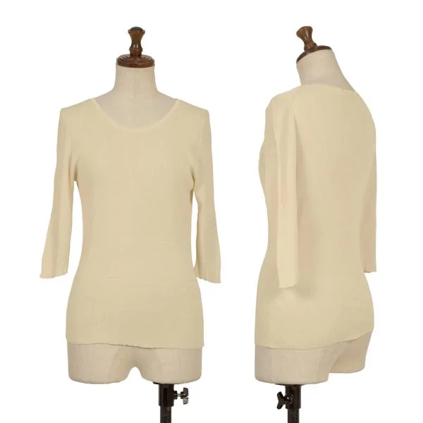 JIL SANDER Half Sleeve Silk Knit Top Cream 38 K-153408_001