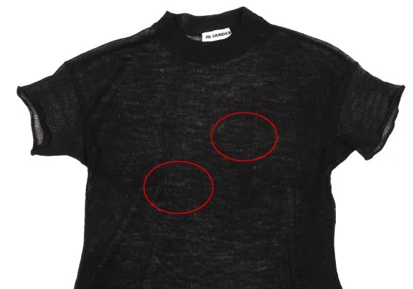 ジルサンダーJIL SANDER ウールローゲージニットTシャツ 黒36 K-153409_003