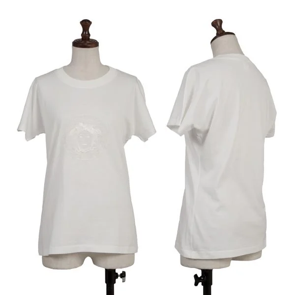 ヴェルサーチVERSACE メデューサ刺繍Tシャツ オフM位 K-153424_001