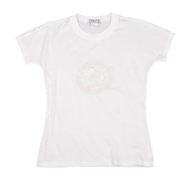 ヴェルサーチVERSACE メデューサ刺繍Tシャツ オフM位 K-153424_002