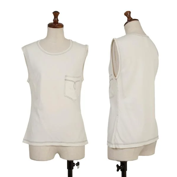 GIANNI VERSACE Stitch Sleeveless Top White,Ivory S-M K-153425_001