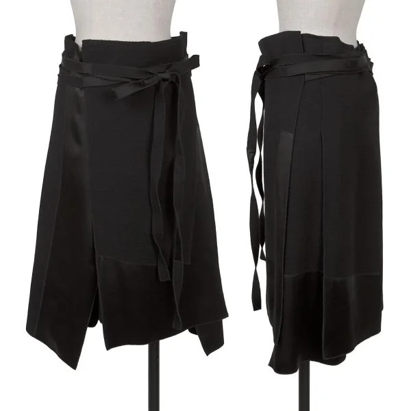 DONNA KARAN NEW YORK Material Switching Wrap Skirt Black 6 K-153440_001