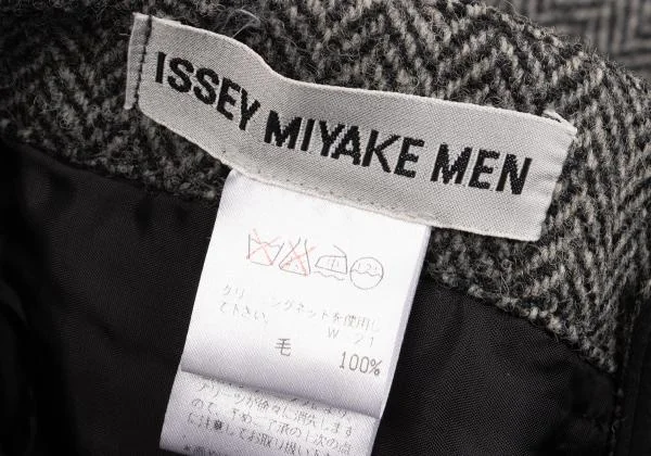 ISSEY MIYAKE MEN Wool Herringbone Tweed Pleated Design Pants K-153490_020