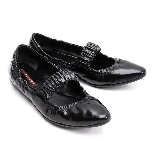 プラダスポーツPRADA SPORT エナメルストラップバレエシューズ 黒22位 K-153512_001